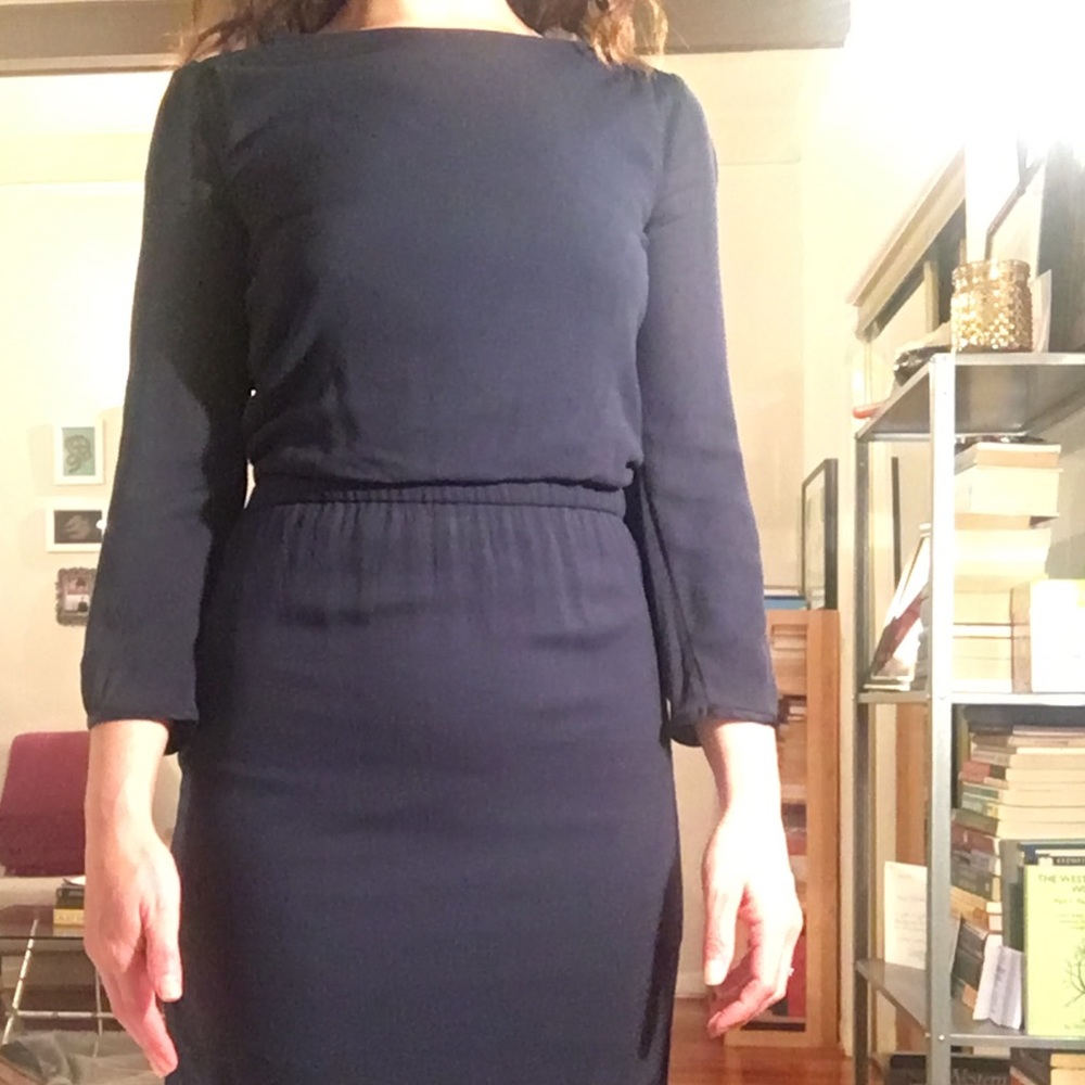 Navy three-quarter sleeve dress
